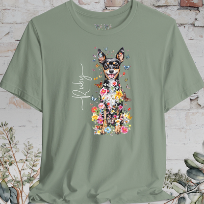 Miniature Pinscher Floral Butterfly T shirt