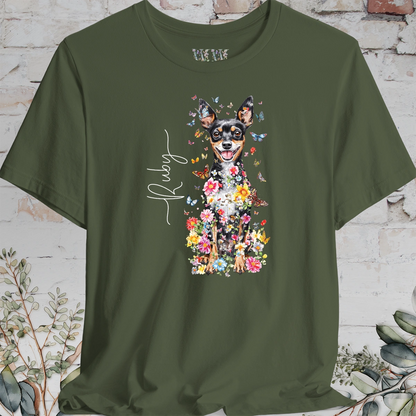 Miniature Pinscher Floral Butterfly T shirt