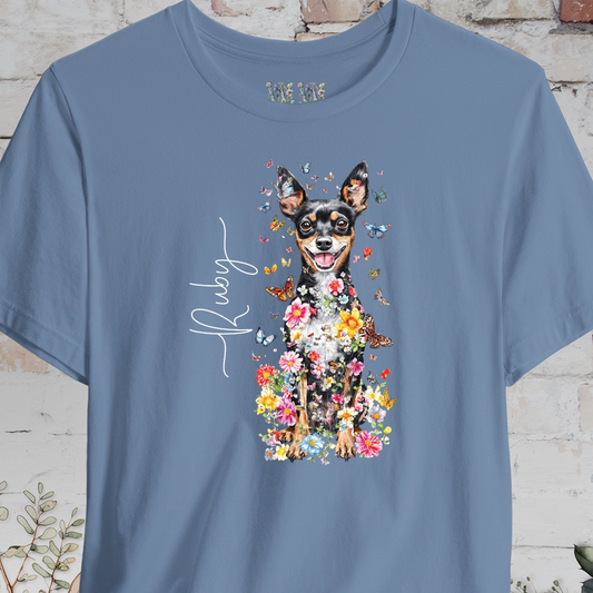 Miniature Pinscher Floral Butterfly T shirt