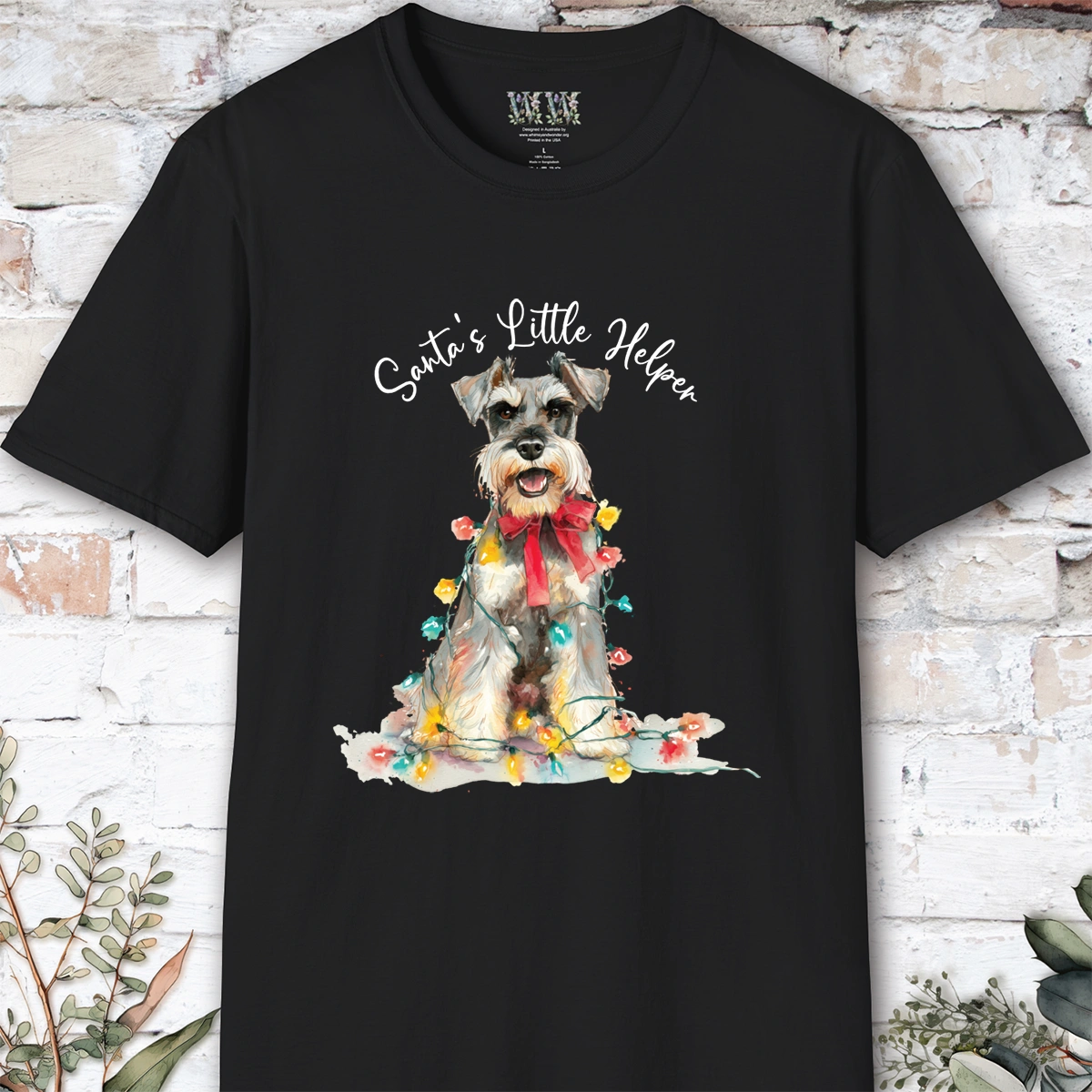 Schnauzer - Miniature, Santa's little helper. unisex T shirt