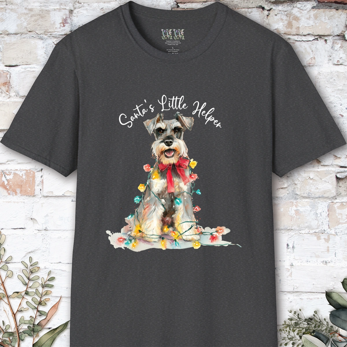 Schnauzer - Miniature, Santa's little helper. unisex T shirt