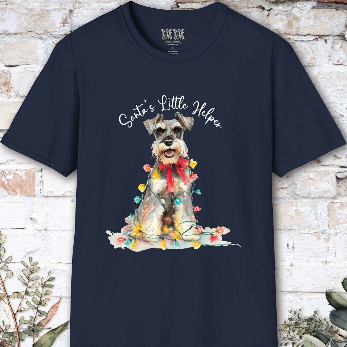 Schnauzer - Miniature, Santa's little helper. unisex T shirt