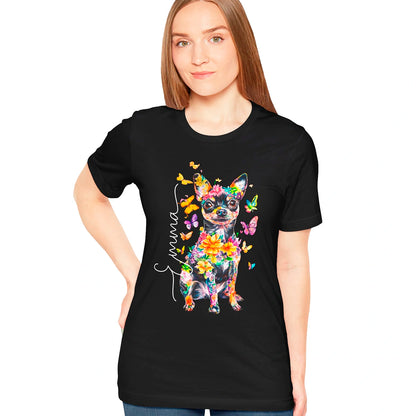 Mini Fox Terrier/Chihuahua Floral Personalized T shirt