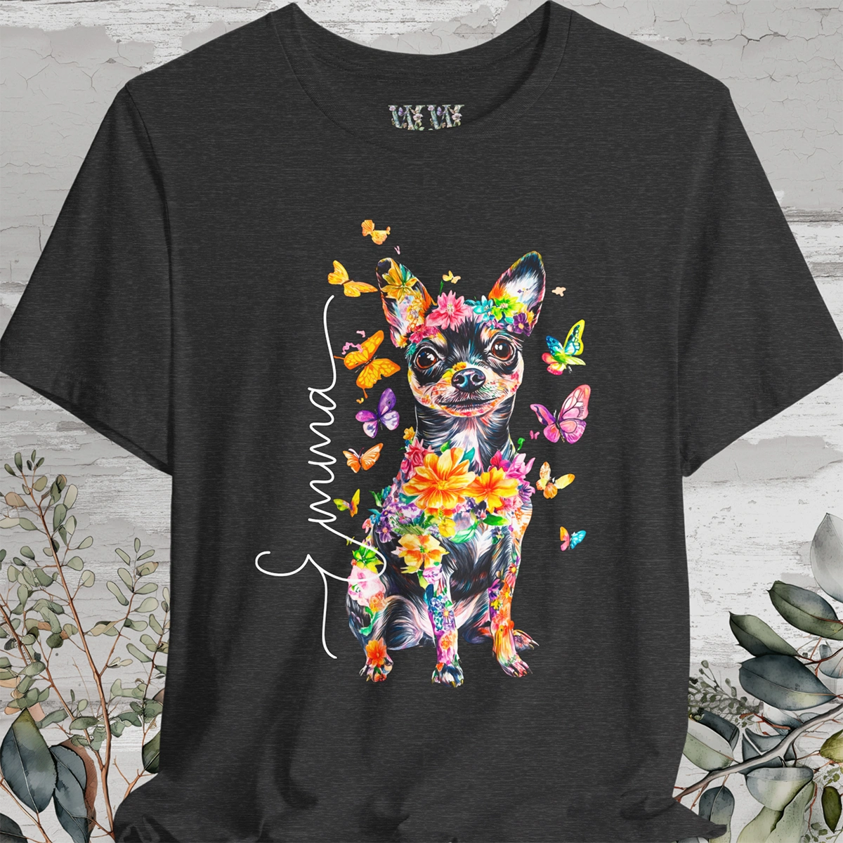 Mini Fox Terrier/Chihuahua Floral Personalized T shirt