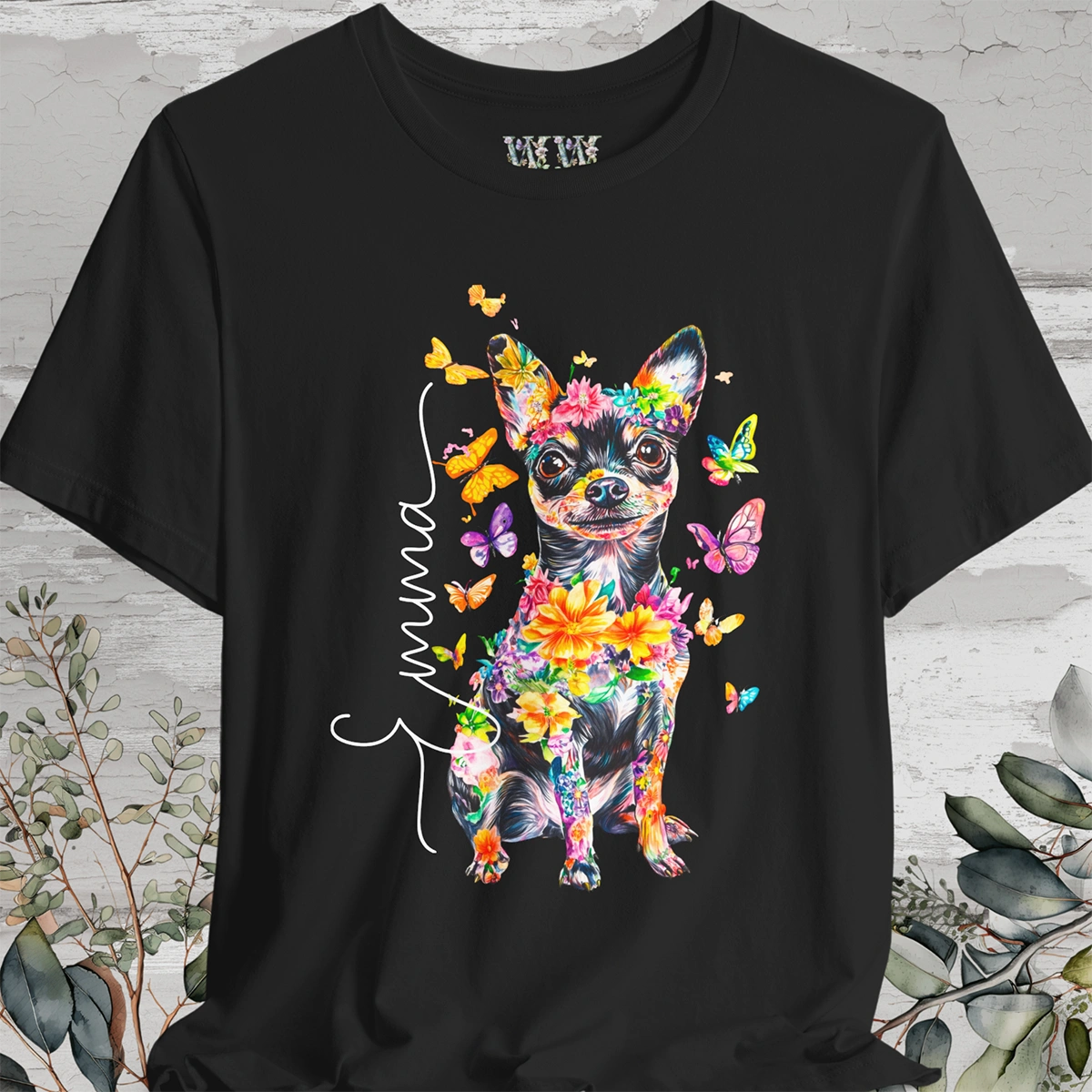 Mini Fox Terrier/Chihuahua Floral Personalized T shirt