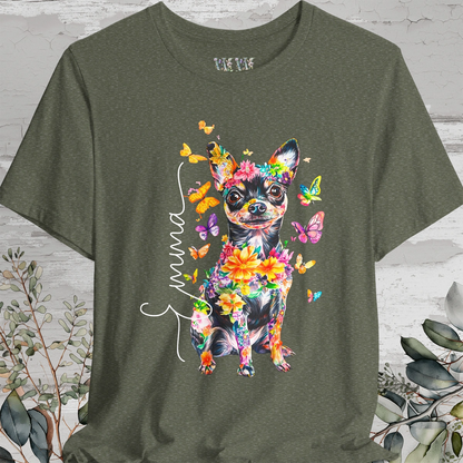 Mini Fox Terrier/Chihuahua Floral Personalized T shirt