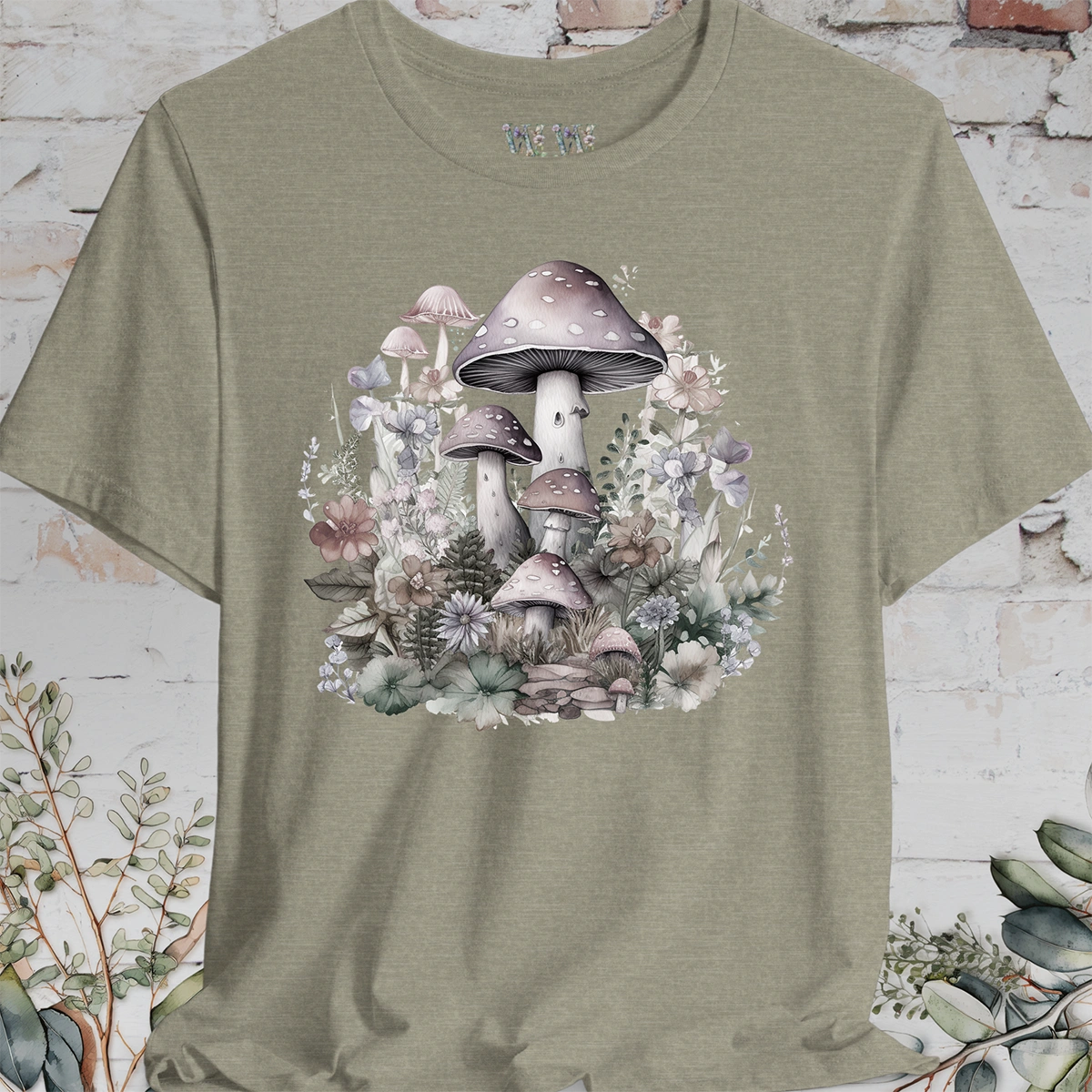 Mushroom & Flowers Unisex T shirt
