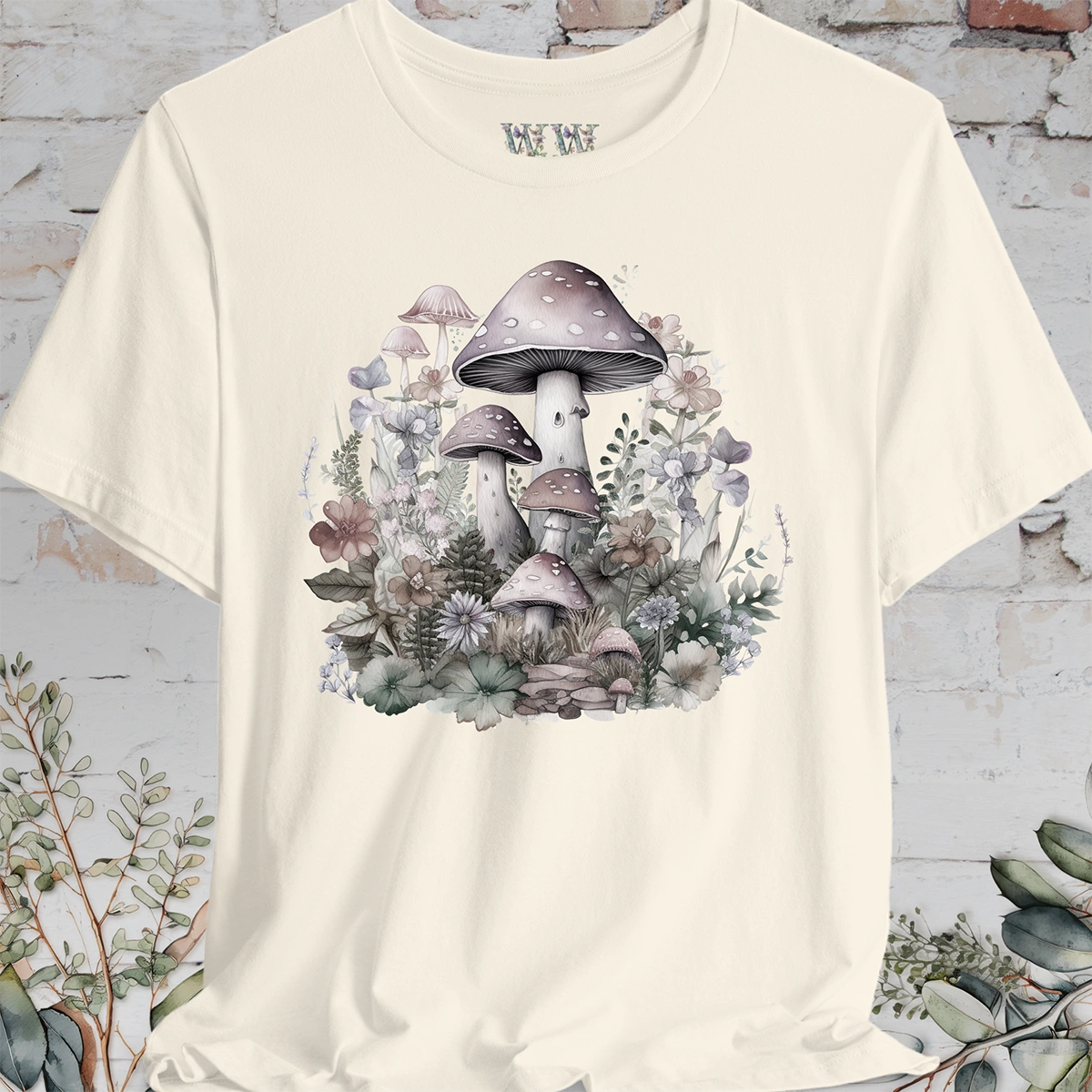 Mushroom & Flowers Unisex T shirt