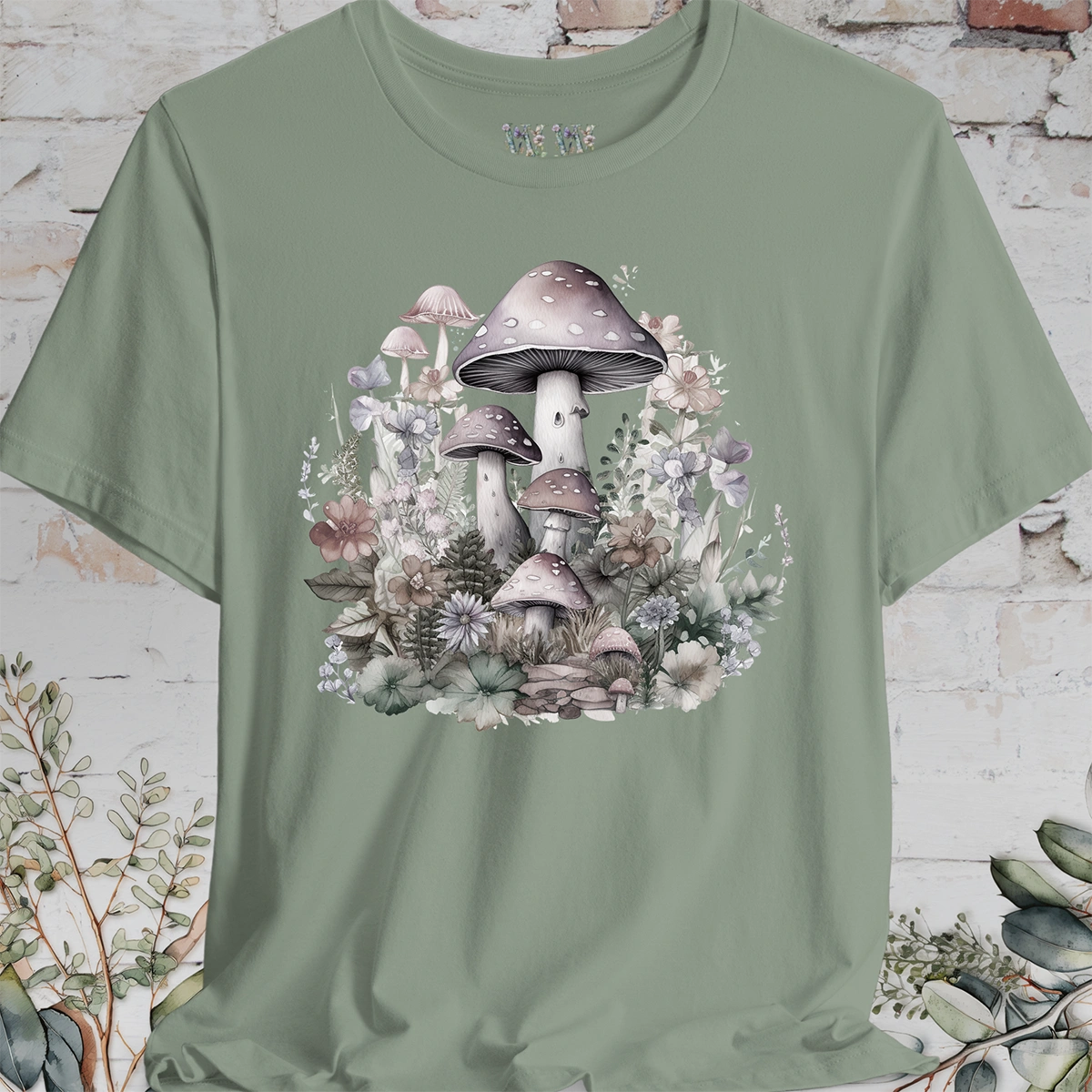 Mushroom & Flowers Unisex T shirt