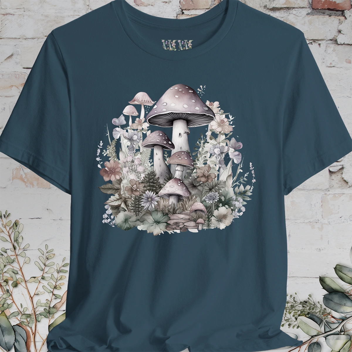 Mushroom & Flowers Unisex T shirt