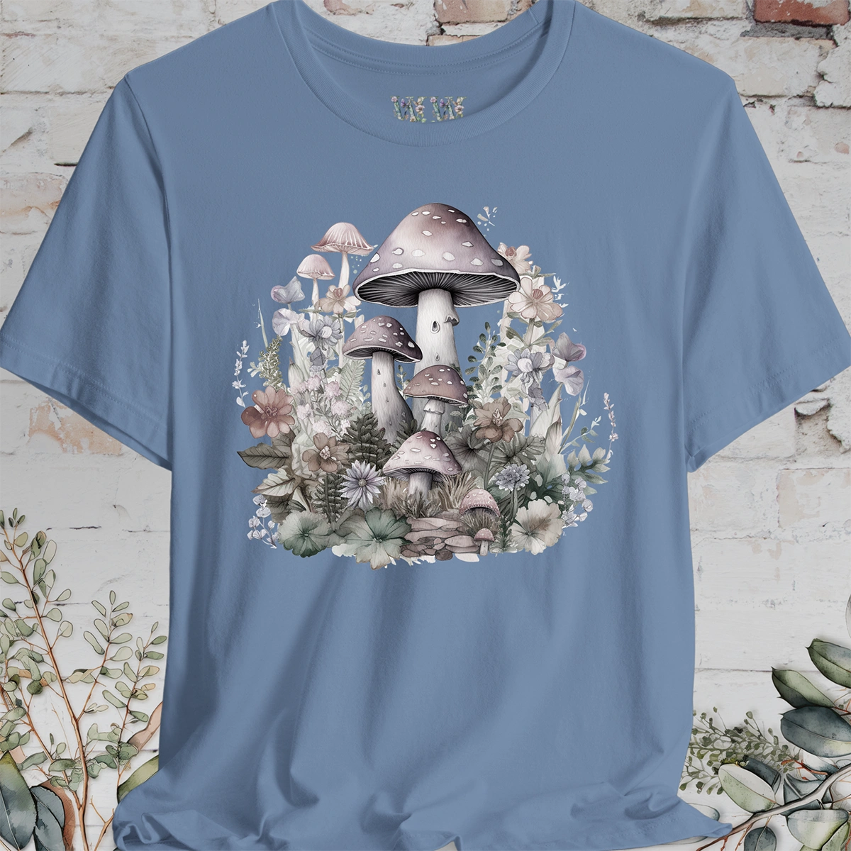 Mushroom & Flowers Unisex T shirt
