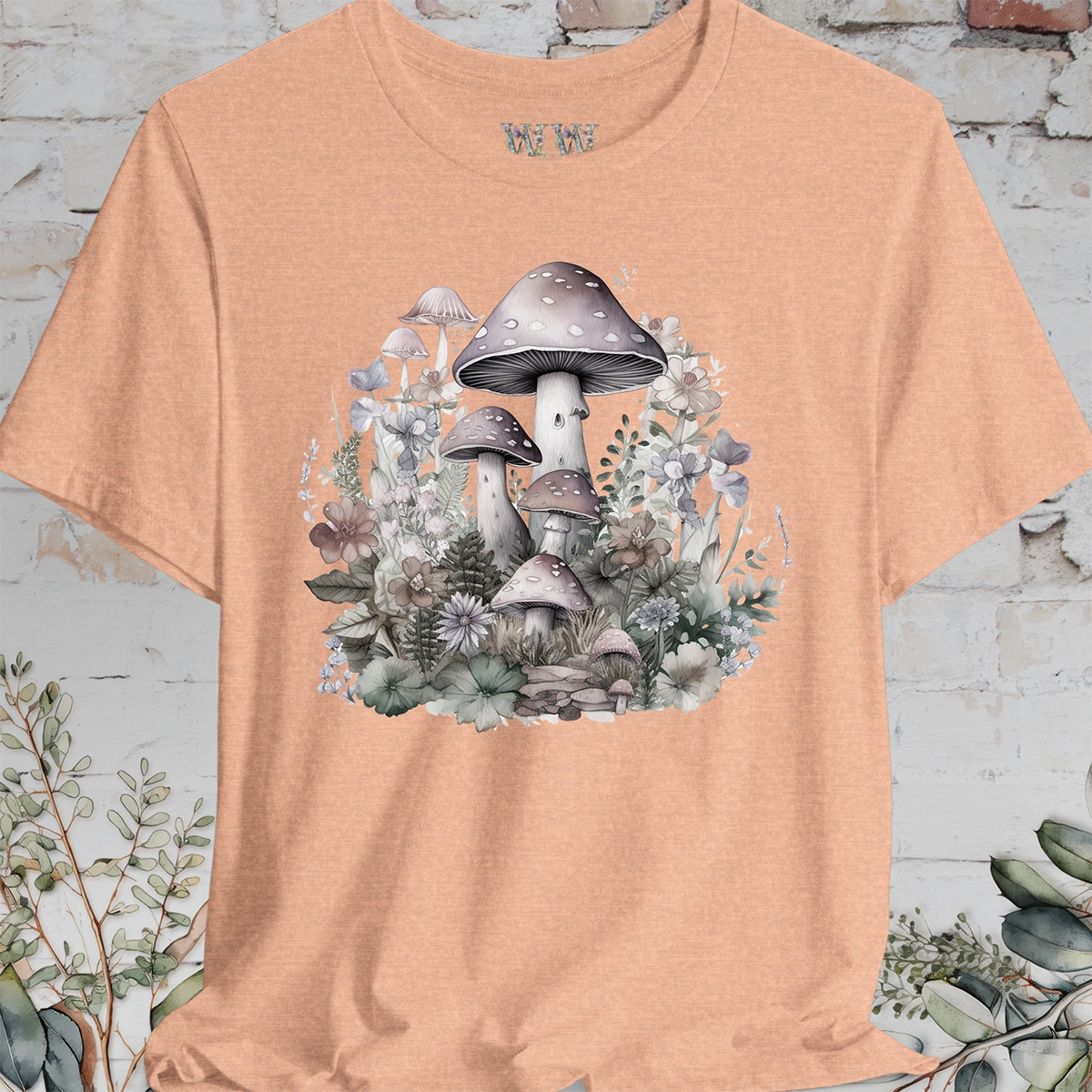 Mushroom & Flowers Unisex T shirt