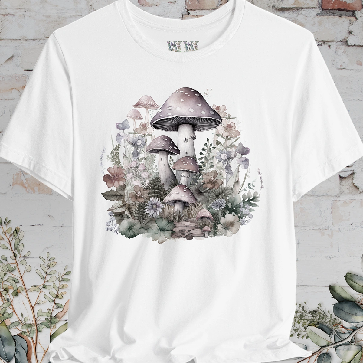 Mushroom & Flowers Unisex T shirt