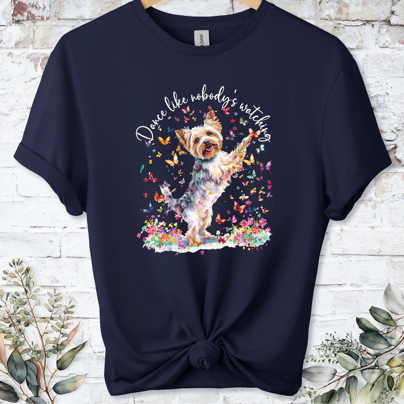 Yorkshire Terrier "Dance like nobody's watching" unisex T shirt