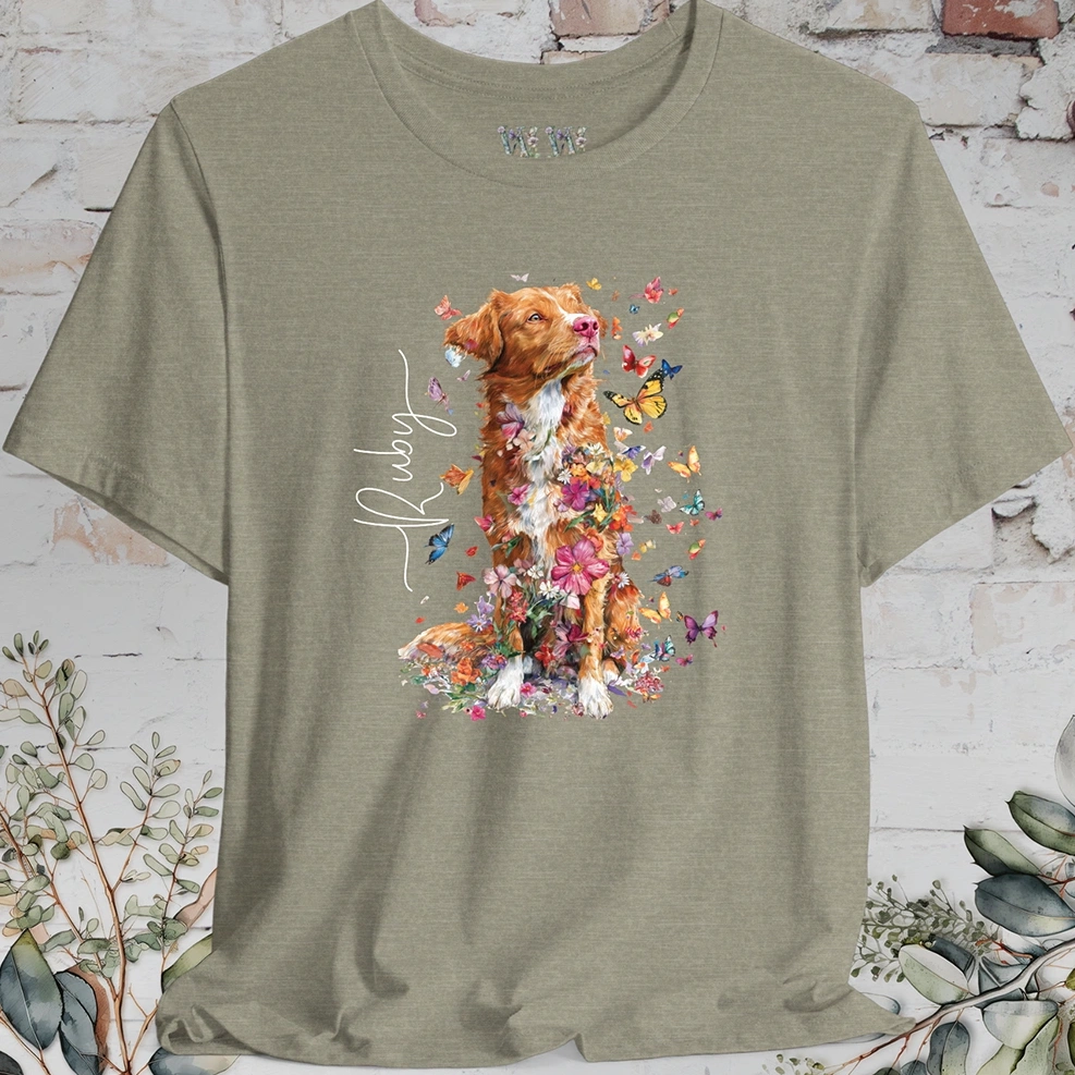 Nova Scotia Duck Tolling Retriever Floral Butterfly T shirt