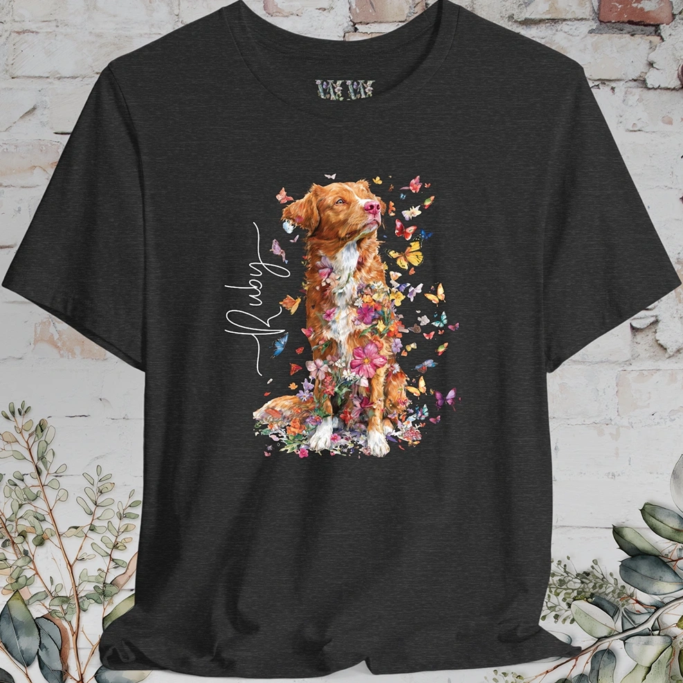 Nova Scotia Duck Tolling Retriever Floral Butterfly T shirt