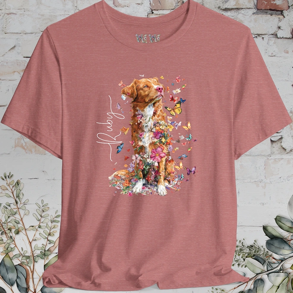 Nova Scotia Duck Tolling Retriever Floral Butterfly T shirt
