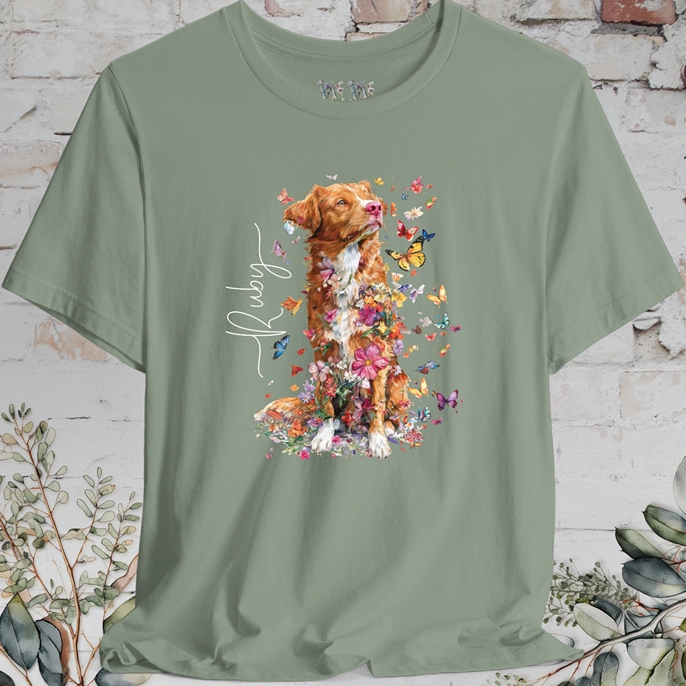 Nova Scotia Duck Tolling Retriever Floral Butterfly T shirt