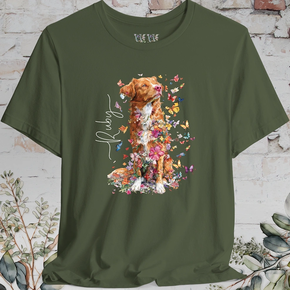 Nova Scotia Duck Tolling Retriever Floral Butterfly T shirt