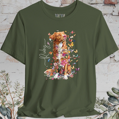 Nova Scotia Duck Tolling Retriever Floral Butterfly T shirt