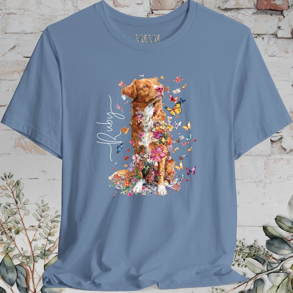 Nova Scotia Duck Tolling Retriever Floral Butterfly T shirt