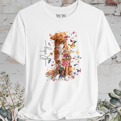 Nova Scotia Duck Tolling Retriever Floral Butterfly T shirt