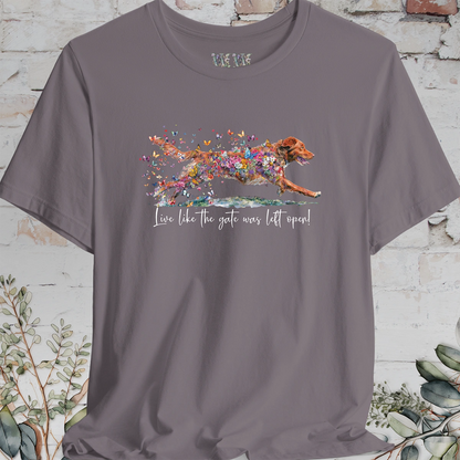 Nova Scotia Duck Tolling Retriever "Live like the gate was left open" T shirt