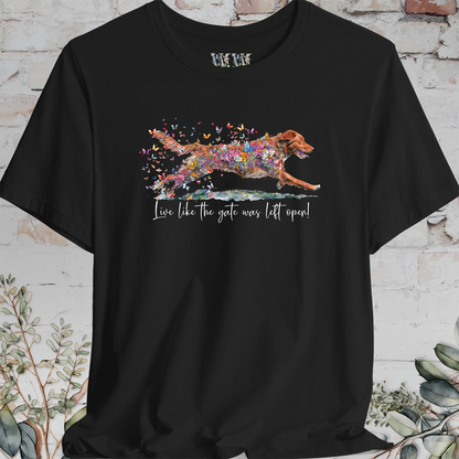 Nova Scotia Duck Tolling Retriever "Live like the gate was left open" T shirt