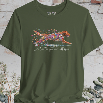 Nova Scotia Duck Tolling Retriever "Live like the gate was left open" T shirt