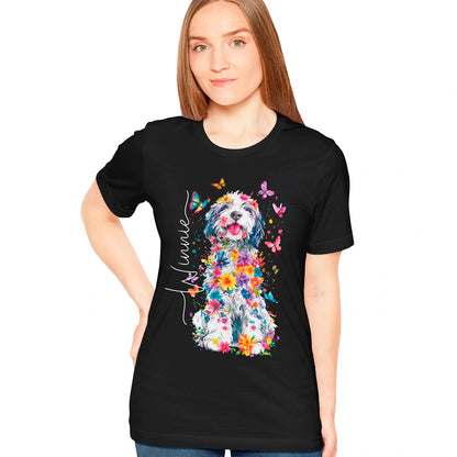 Old English Sheepdog #2 Floral Personalized T shirt