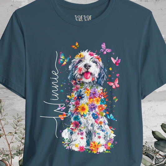 Old English Sheepdog #2 Floral Personalized T shirt