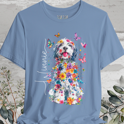 Old English Sheepdog #2 Floral Personalized T shirt