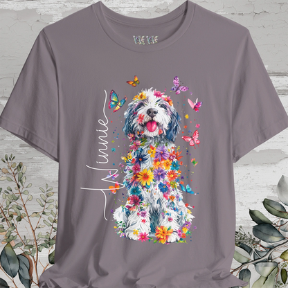 Old English Sheepdog #2 Floral Personalized T shirt