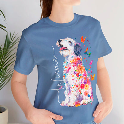 Old English Sheepdog Floral Personalized T shirt