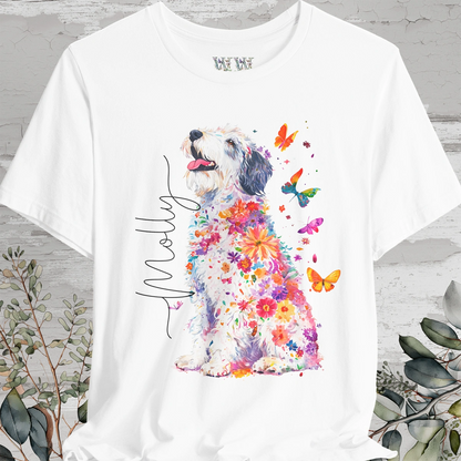 Old English Sheepdog Floral Personalized T shirt