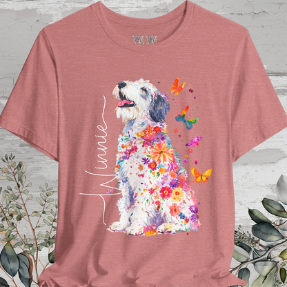 Old English Sheepdog Floral Personalized T shirt