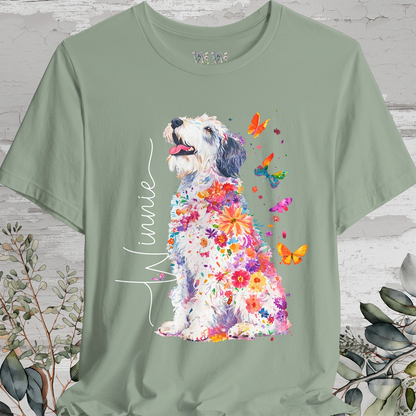 Old English Sheepdog Floral Personalized T shirt