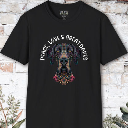 Peace Love & Great Danes #1, Short Sleeve Unisex Tee