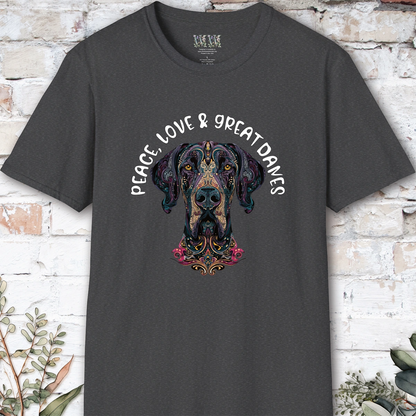 Peace Love & Great Danes #1, Short Sleeve Unisex Tee