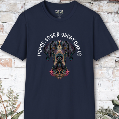 Peace Love & Great Danes #1, Short Sleeve Unisex Tee
