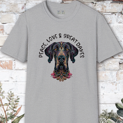 Peace Love & Great Danes #1, Short Sleeve Unisex Tee