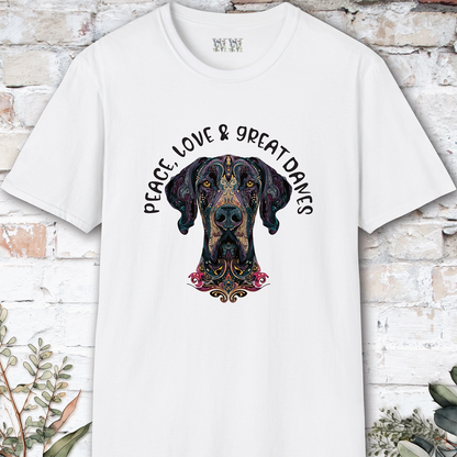 Peace Love & Great Danes #1, Short Sleeve Unisex Tee