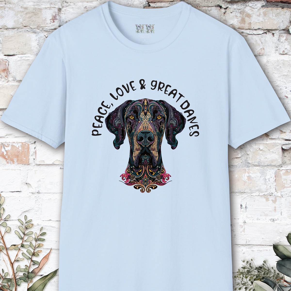 Peace Love & Great Danes #1, Short Sleeve Unisex Tee