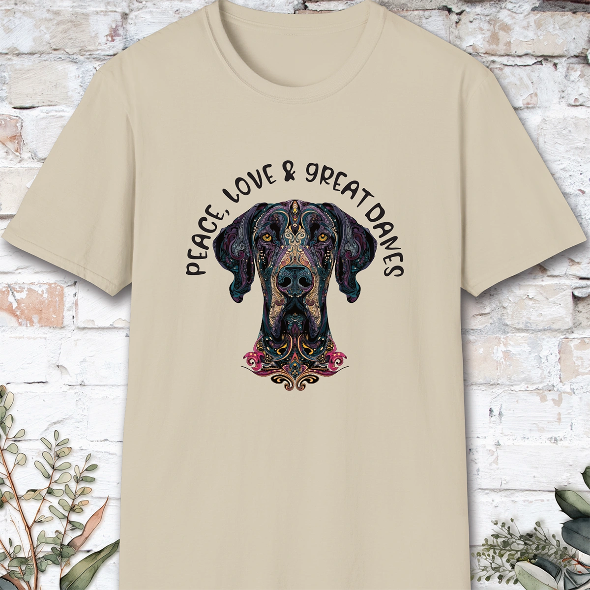 Peace Love & Great Danes #1, Short Sleeve Unisex Tee