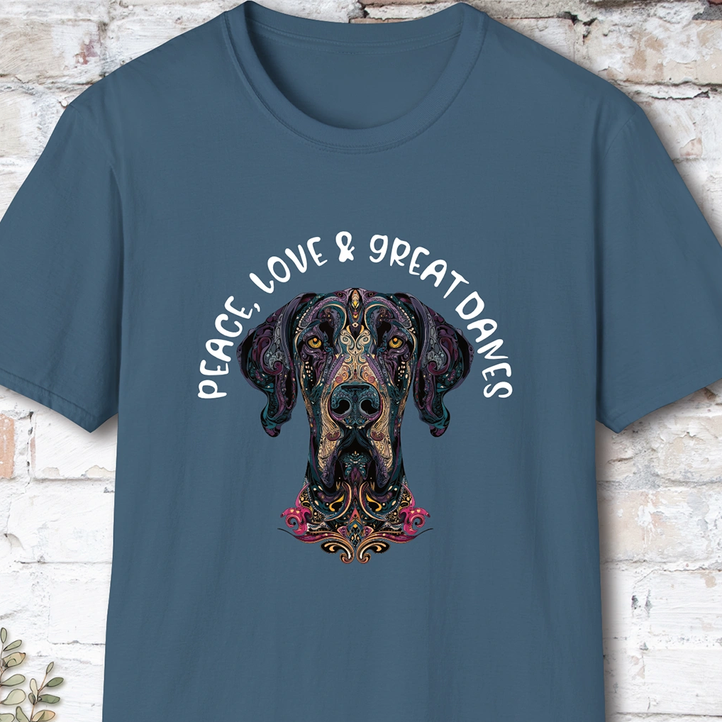 Peace Love & Great Danes #1, Short Sleeve Unisex Tee
