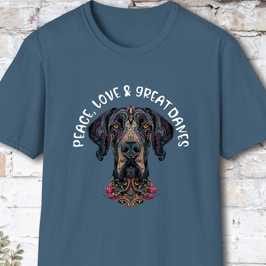 Peace Love & Great Danes #1, Short Sleeve Unisex Tee