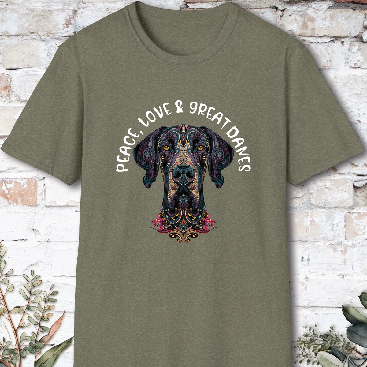 Peace Love & Great Danes #1, Short Sleeve Unisex Tee