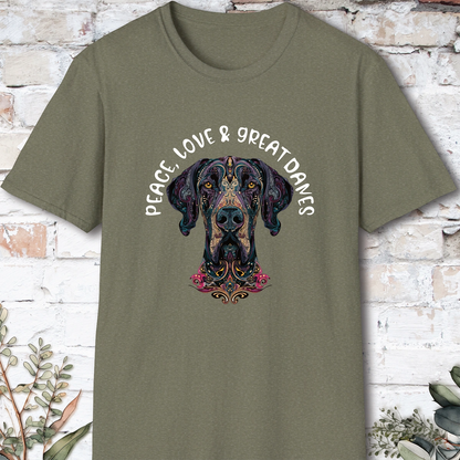 Peace Love & Great Danes #1, Short Sleeve Unisex Tee