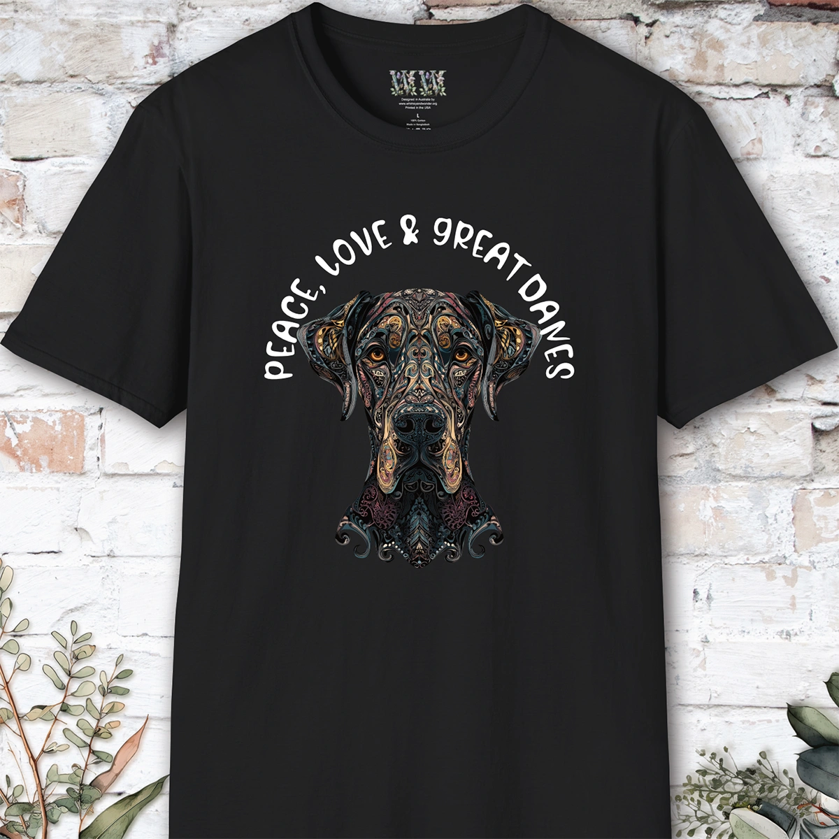 Peace Love & Great Danes #2, Short Sleeve Unisex Tee