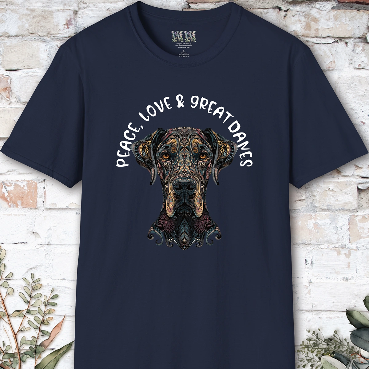 Peace Love & Great Danes #2, Short Sleeve Unisex Tee